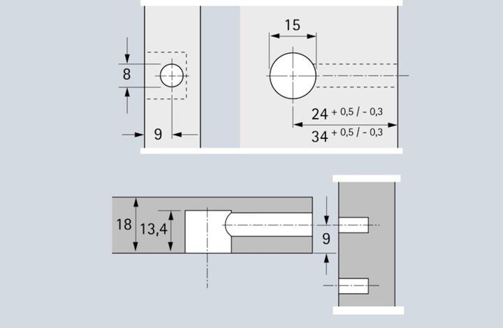 Actual product image Hettich Eccentric connecting fitting Rastex 15, for 19 mm shelves (Connection fitting, 1 pcs.)