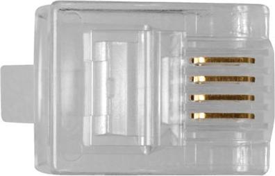Actual product image RJ11 (6P/4C) modulaire connector for round cable with stranded conductors. Unit: Bag 25 pcs