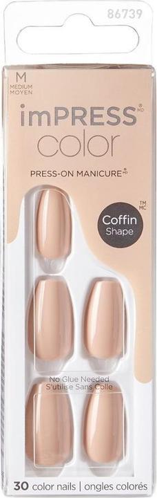 Produktbild KISS Self-adhesive nails imPRESS Color MC Latte 30 pcs (L) (Kunstnägel, Latte)