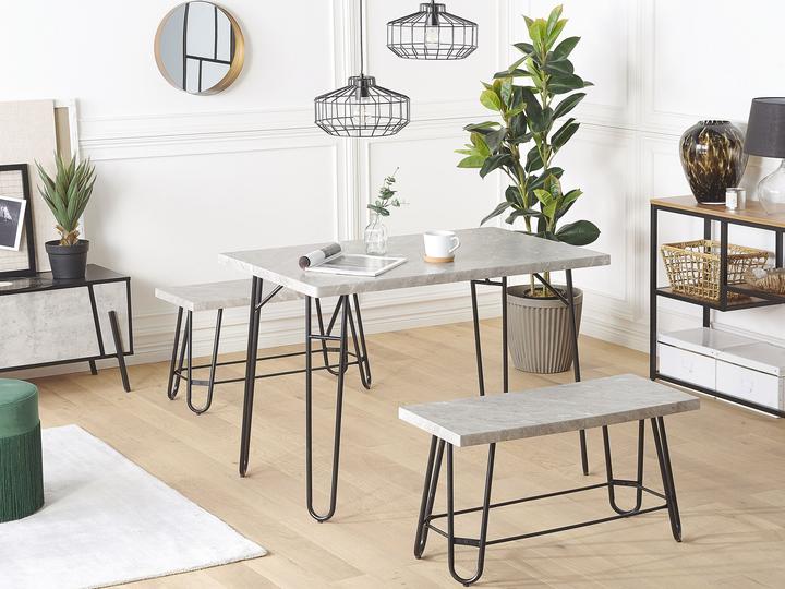 Actual product image Beliani Dining set grey marble look 4-seater 110 x 70 cm KEMPTON (110 x 70 x 76 cm)