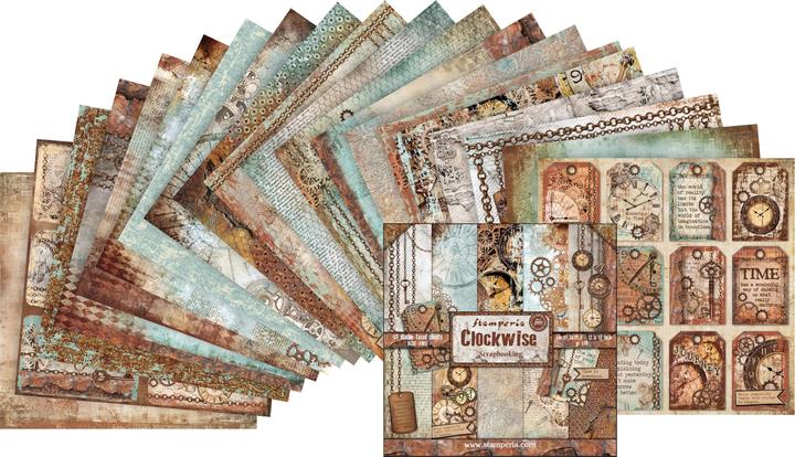 Produktbild Stamperia Scrapbook-Block "Clockwise", 10 Bogen, 30,5 x 30,5 cm (170 g/m², 10 x)