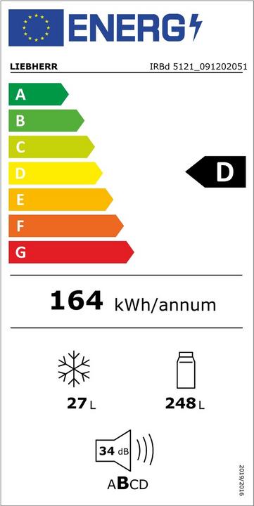 Energie-Label Liebherr Liebherr-Integrierbarer Kühlschrank mit BioFresh-IRBd 5121-22-091202051