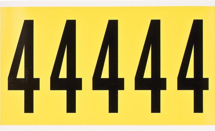 Actual product image Brady 3460-4, B-499, nylon fabric, number 4, black on yellow, 44 x 127mm, character height 98mm(25 K. á 5
