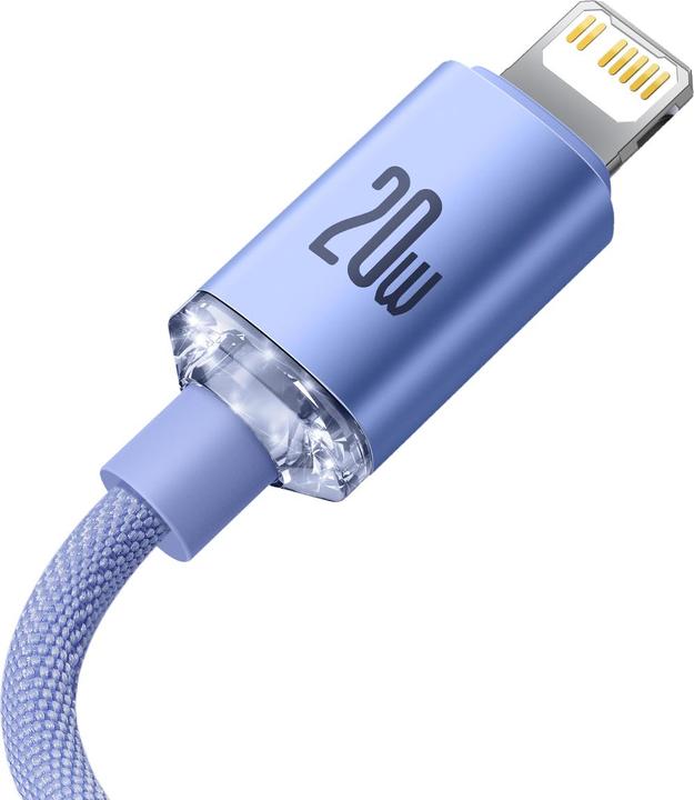 Actual product image Baseus Crystal Shine Series Fast Charging Data Cable Type-C to iP 20W 2m Purple (2 m, USB 2.0, 20 W)