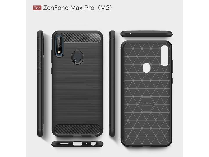 Produktbild Screenguard Asus Zenfone Max Pro M2 Hülle Carbon Brushed Soft TPU (Asus Zenfone Max Pro (M2))