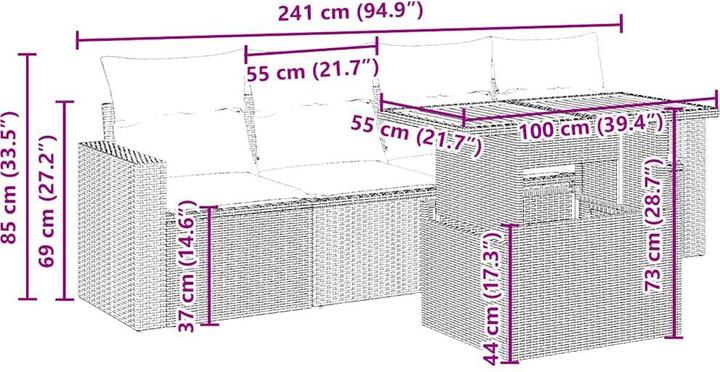 Produktbild VidaXL Gartenmöbel Sofa Garnitur Gartengarnitur Garten Sitzgruppe 5-tlg. Beige