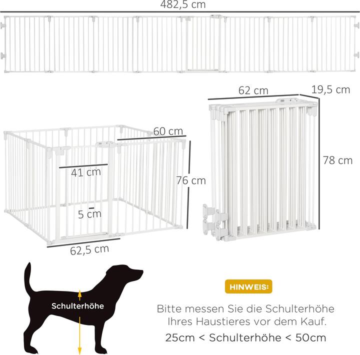 Produktbild PawHut Hunde Absperrgitter bestehend aus 8 Panelen (62.50 cm)