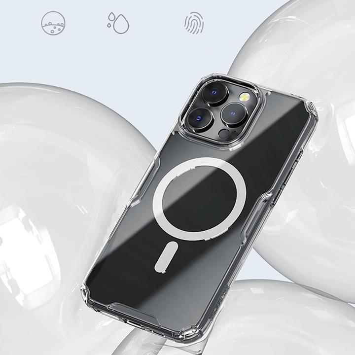 Actual product image Nillkin Nature Pro Magnetic Case with MagSafe for iPhone 16 Pro - Transparent&White (Apple iPhone 16 Pro)