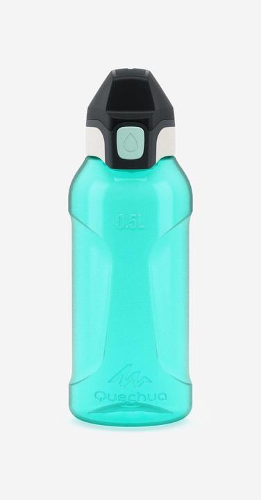 Quechua Gourde 500 enfant 0,5l en inox avec bouchon instantané pour la randonnée - Bleu (0.50 l)
