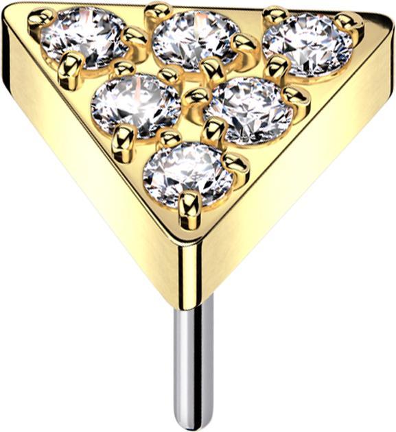 Star Piercing Threadless Dreieck vergoldet Kristalle silber (ohne Messing, Titan G23)