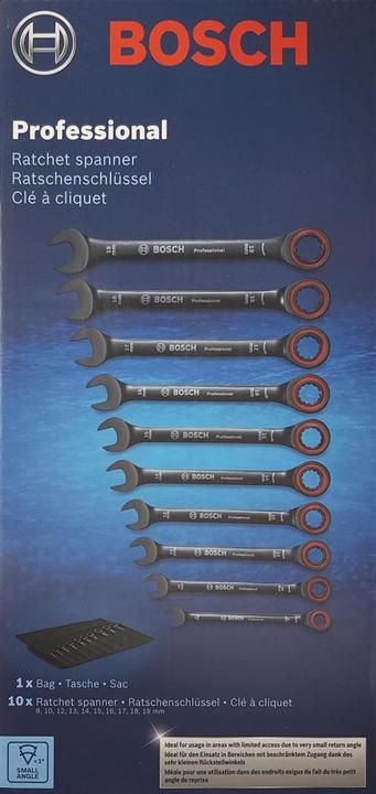 Produktbild Bosch Professional 10 teiliges Set Schraubenschlüssel (19 mm, 12 mm, 14 mm, 16 mm, 10 mm, 18 mm, 17 mm, 15 mm, 8 mm, 13 mm)