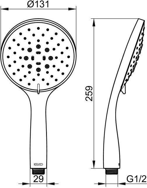Produktbild Keuco Handbrause EDITION 400 Normal- Soft- Massagest bro gebü (3 Strahlarten, 10 l/min)