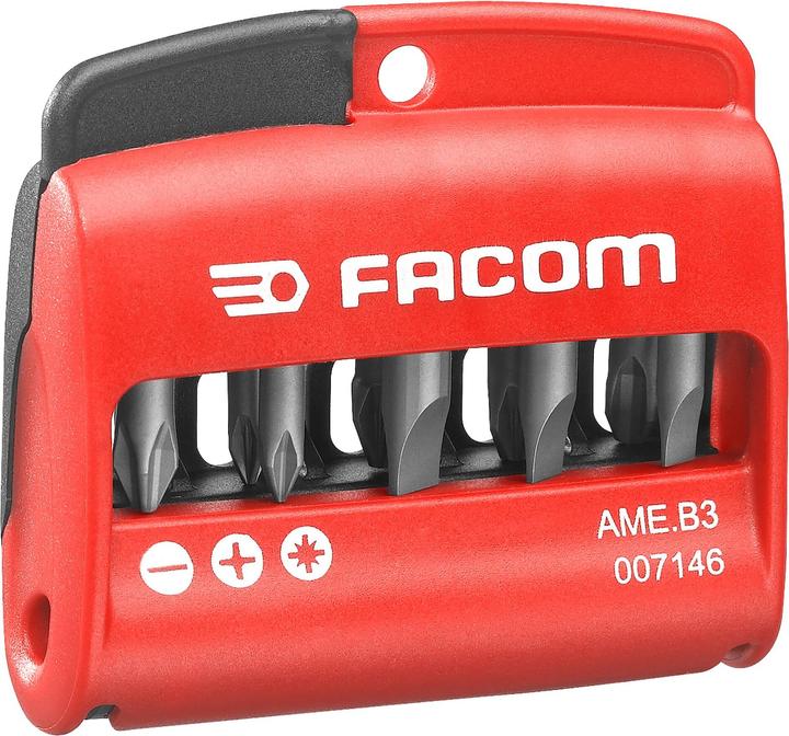 Image du produit Facom Porte-embouts, embouts 1/4" | Phillips®, Pozidriv®, à fente | Jeu en coffret plastique, 9 pcs. (Embouts Tri-WING (TW 1 - 2 - 3))