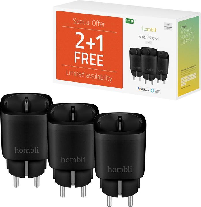 Hombli Smart Socket (EU), Promo Pack 21, Black