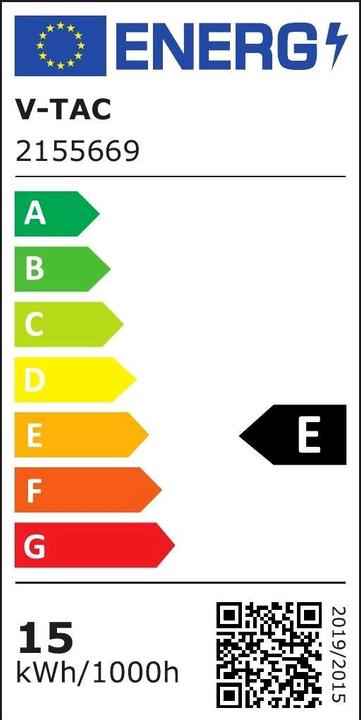 Energielabel V-TAC VT8033 15W LED Plafondlamp SAMSUNG Chip Frameless Rond 4000K IP44 120lmW (1850 lm)