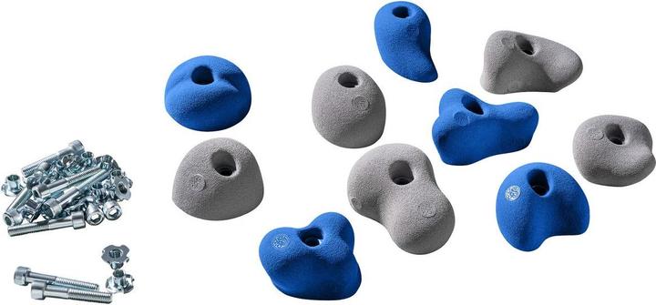 Actual product image Kletterbude Climbing holds for children complete set StarterKids sprouts, made in Germany (Blue-Grey)