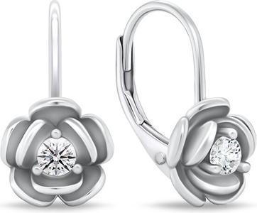 Brilio Silver - Playful silver earrings with cubic zirconia flowers EA747W