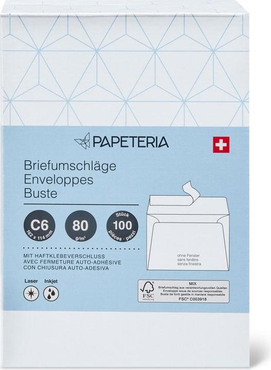 Papeteria C6 Envelopes (C6, 100 x)