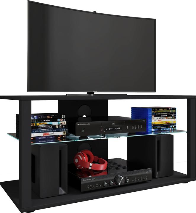 Produktbild VCM Holz TV Lowboard Fernsehschrank Rack Konsole Möbel Fernsehtisch Fernseh Phono Glas Folas L (90 x 41 x 45 cm)