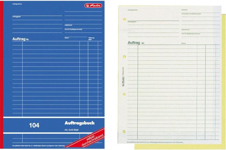 Nährwerte und Zutaten Herlitz Formularbuch "Auftrag 264,20cm (104"), DIN A4, 2 x 40 Blatt (40 x)