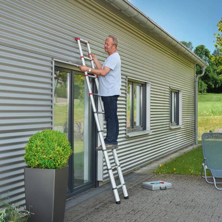 Productafbeelding Hailo FlexLine, aluminium veiligheidstelescopische ladder, 9 sporten (Enkele ladder, 264 cm)