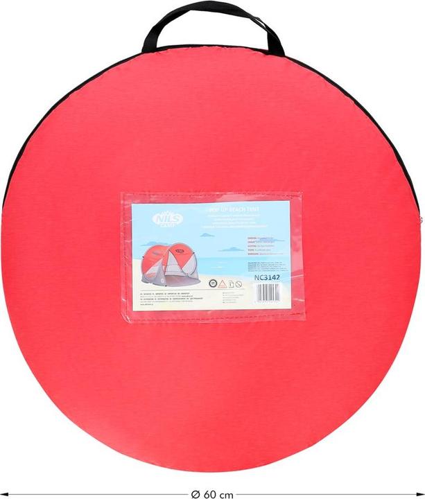 Produktbild Nils Zusammenklappbares Strandzelt NC3142 rot-grau (Strandzelt + Strandmuschel, 1 kg)