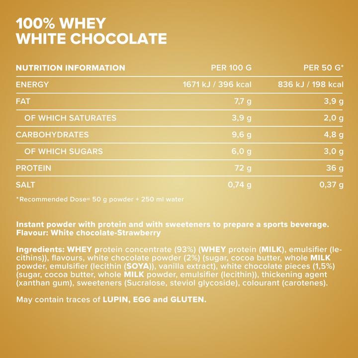 Nährwerte und Zutaten IronMaxx 100% Whey Protein (500g Beutel) (Weisse Schokolade, 1 Stk., 500 g)
