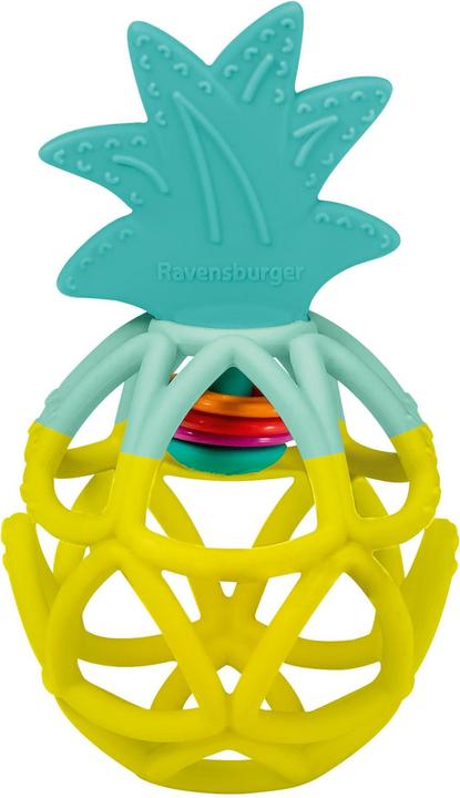 Ravensburger 4869 play+ sonaglio da stringere: ananas, aiuto per la dentizione, giocattolo in silicone per