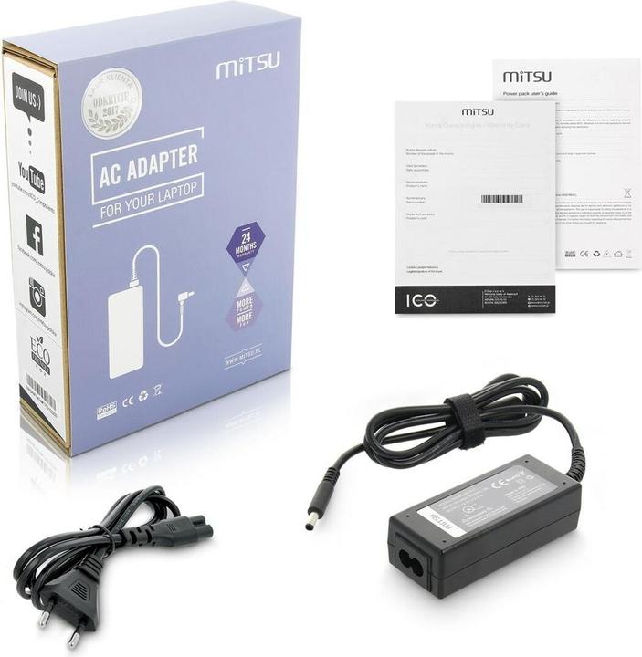 Produktbild Mitsu notebook charger 19.5v 2.31a 4.5x3.0 pin - dell (45 W)