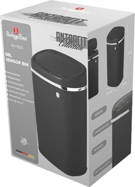 Actual product image BerlingerHaus Haus Abfallbehälter mit Sensor 58L matt Anthracite Collection (58 l)
