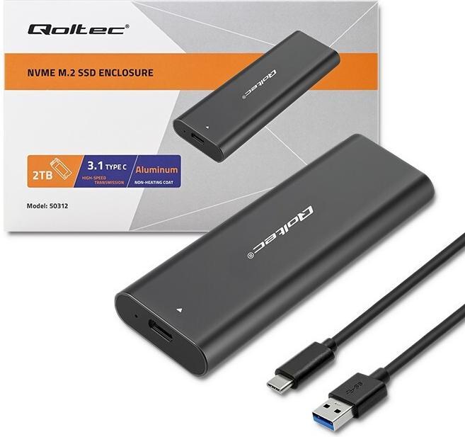 Productafbeelding Qoltec Obudowa | kieszeń do dyskówM.2 SATA SSD | NVME | USB type C (M.2 2230)