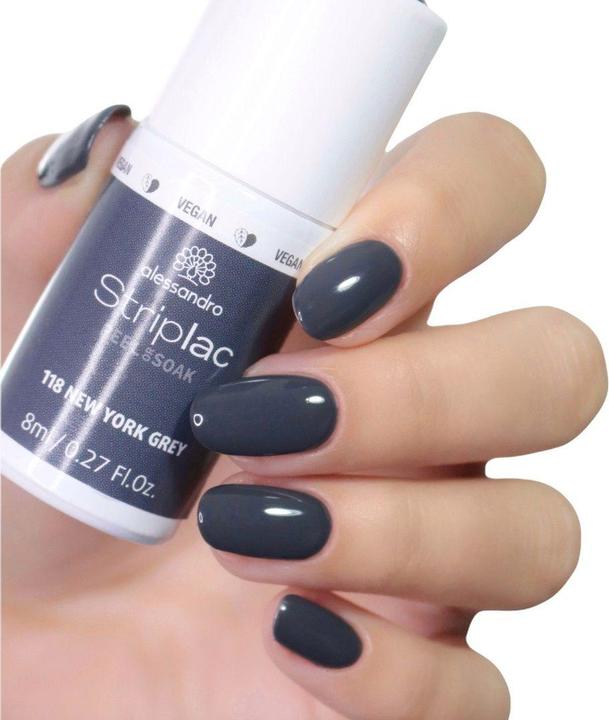 Actual product image Alessandro Striplac Peel or Soak New York Grey 8 ml (Grey, Peelable nail polish)