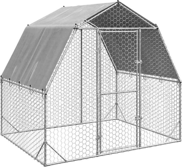 VidaXL Chicken coop with roof 2.5x2x2.25 m Galvanised steel free-range enclosure