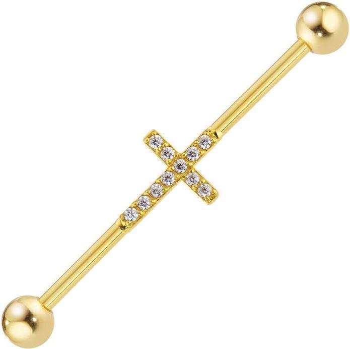 Bijouteria Industrial-Piercing (Zirkonia, Chirurgenstahl 316L, PVD Beschichtung (goldfarben))