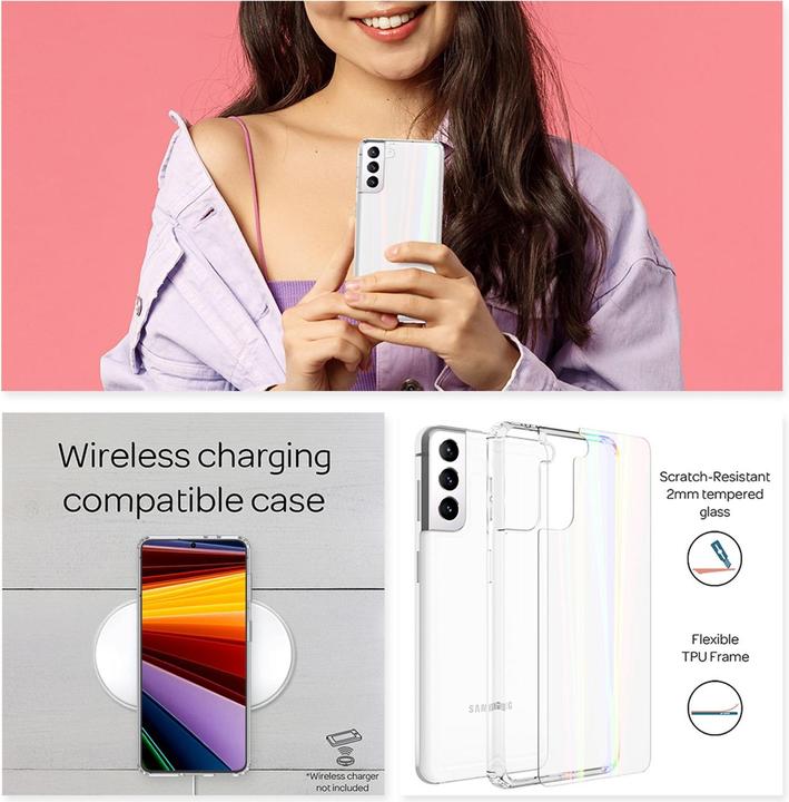 Actual product image Nalia Clear tempered glass hull rainbow effect (Samsung Galaxy S22)