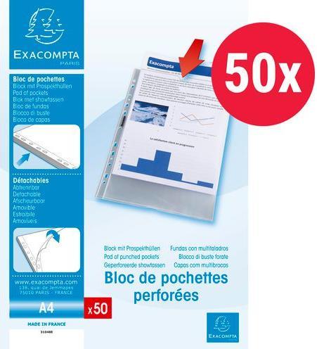 Produktbild Exacompta Klarsichthüllen 31048E PP Transparent (A4, 50 x)