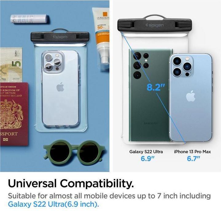 Image du produit Spigen A601 Etui étanche universel, Transparent (pack de 2) (Universel)
