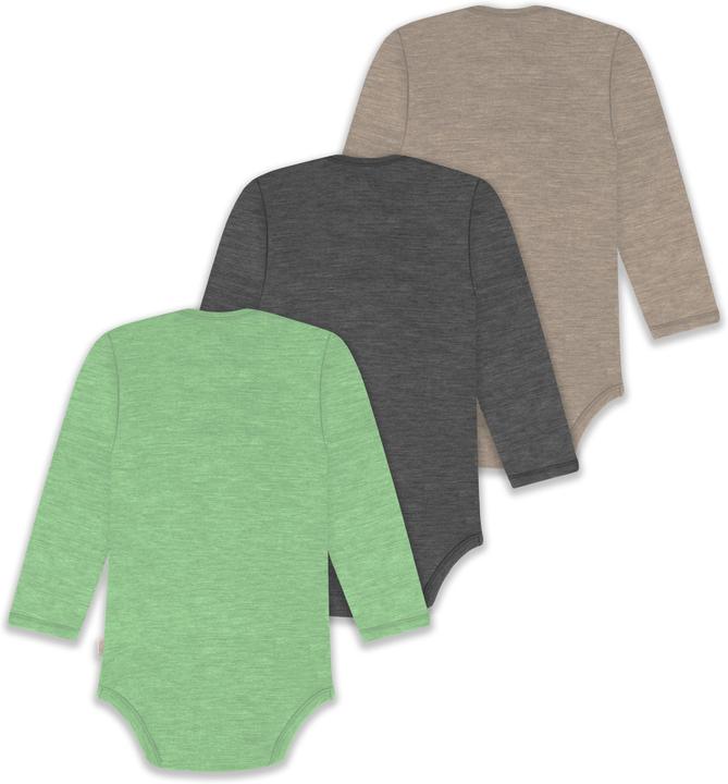Actual product image Normani 3-pack baby merino bodysuit long sleeve "Auckland" - 9383 (68)