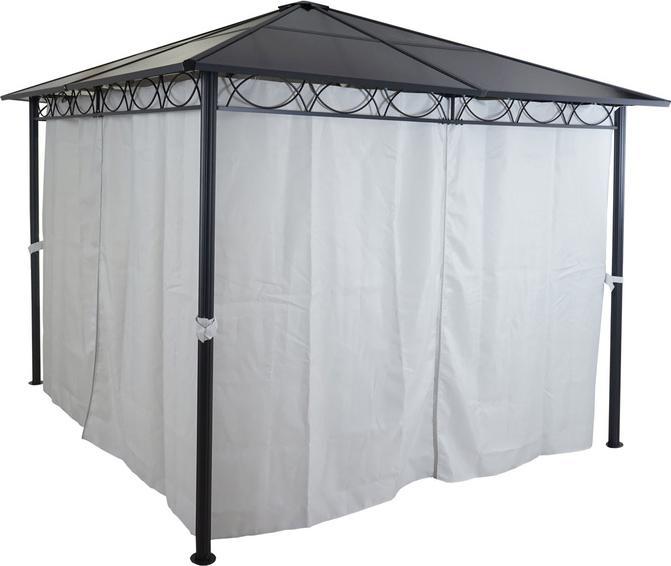 Actual product image Swisshandel24 Hardtop Pergola Garden Pavilion, Plastic Roof Side Wall Alu Light Grey 3x3m - 27113 (300 cm, 300 cm)