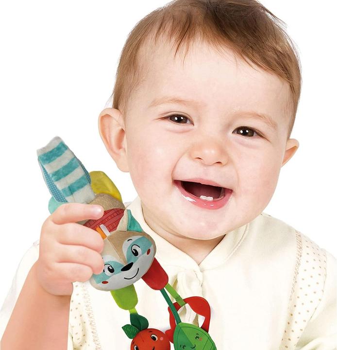 Actual product image Clementoni Clip Easy Peasy raccoon soft toy