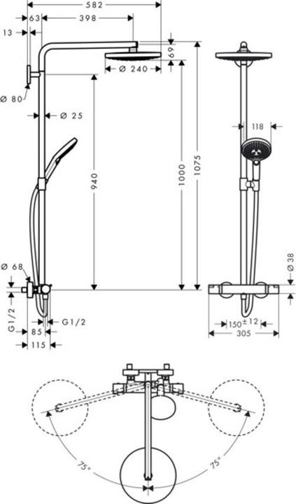 Image du produit hansgrohe Showerpipe RAINDANCE SELECT S 240 2jet