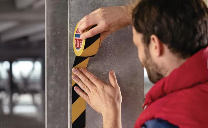 Actual product image tesa PREMIUM signal marking tape, self-adhesive PVC warning tape for permanent marking (50 mm)