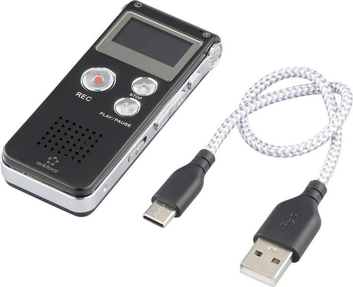 Produktbild Renkforce RF-DVR-L169 Digitales Diktiergerät Aufzeichnungsdauer (max.) 40 h Schw (8 GB)