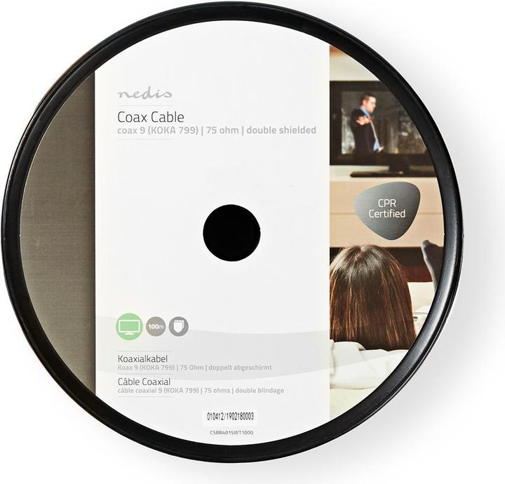 Image du produit Nedis Câble coaxial| KOKA 799| 75 Ohm| Double blindage| Eca| 100.0 m| rond| PVC| - K (75 dB, Câble d'antenne)