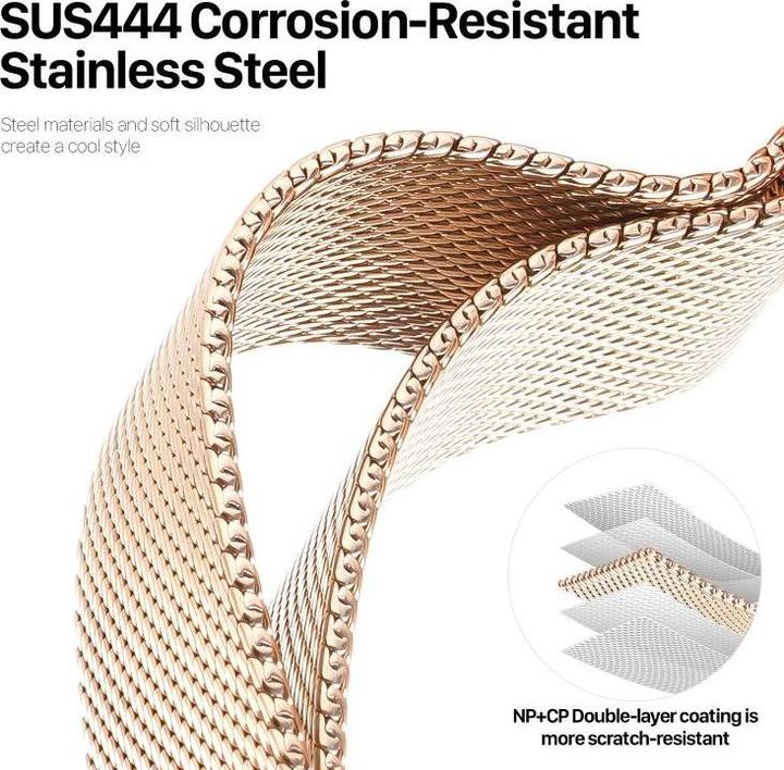 Image du produit Dux Ducis Milanese Pro Bracelet Apple Watch 42/44/45/49MM - Or (45 mm, 44 mm, 42 mm, 49 mm, Acier inoxydable)