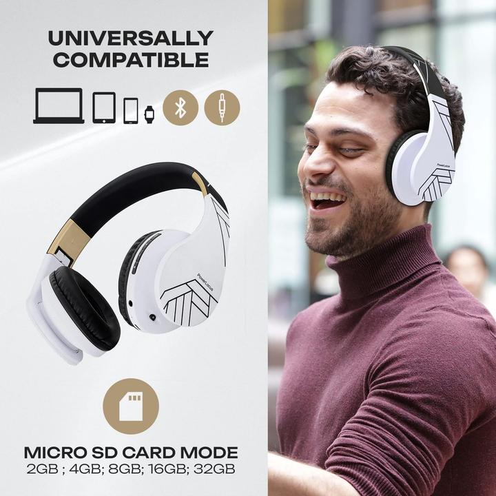 Immagine prodotto PowerLocus Cuffie wireless P2 (nero-bianco) (ANC, 20 h, Cablato, Senza fili)