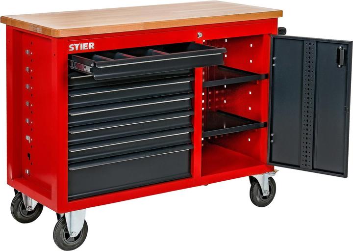 Immagine prodotto Stier Banco da lavoro mobile con 7 cassetti e 1 sportello (112 cm, 112 cm)