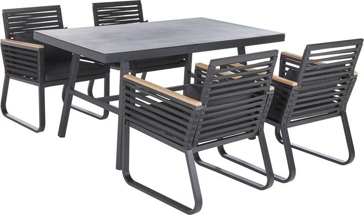 Produktbild Beliani Gartenmöbel Set Aluminium / Flechtseil schwarz 4-Sitzer CANETTO (150 cm)