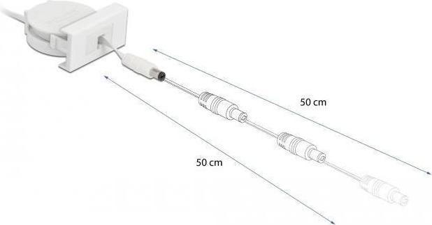 Actual product image Delock Easy 45 Module Power Unwind Cable DC 5.5 x 2.1 mm Female / Male White (0.62 m)