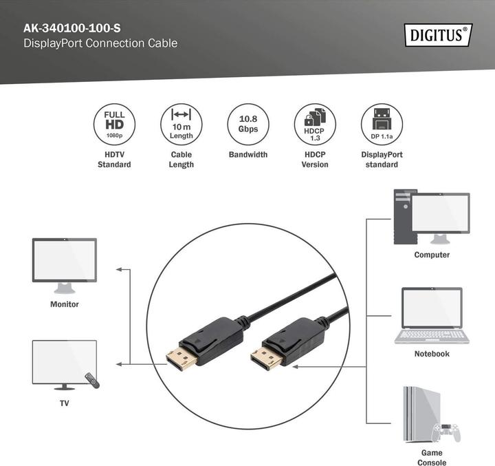 Produktbild Digitus DisplayPort — DisplayPort (10 m, DisplayPort)